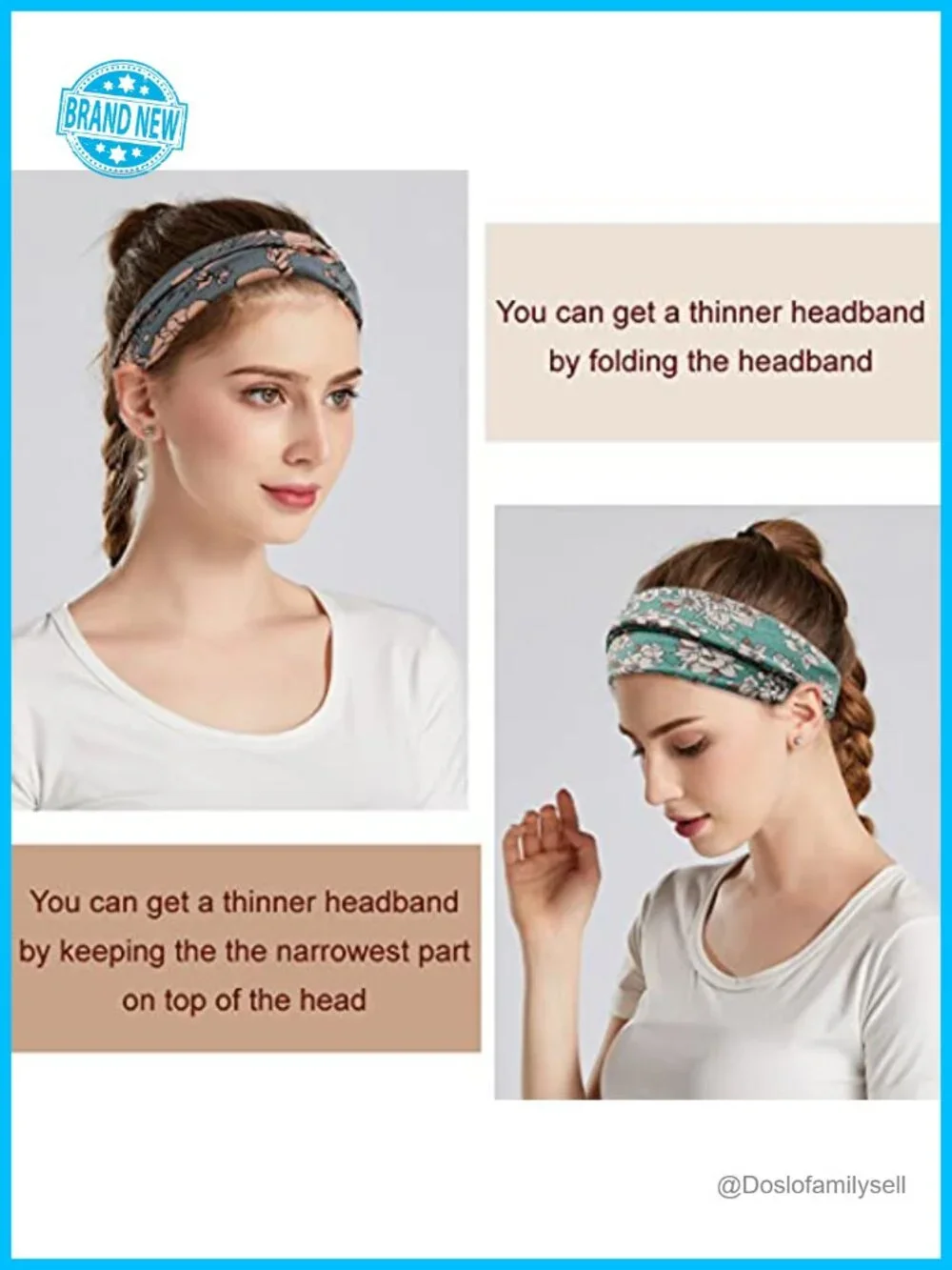 Wide Yoga Headband 6 Pack Stretchable Sweat Absorbing Polyester Spandex Workout